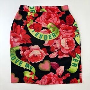 80s Vintage rose Love pencil skirt XS Elvis